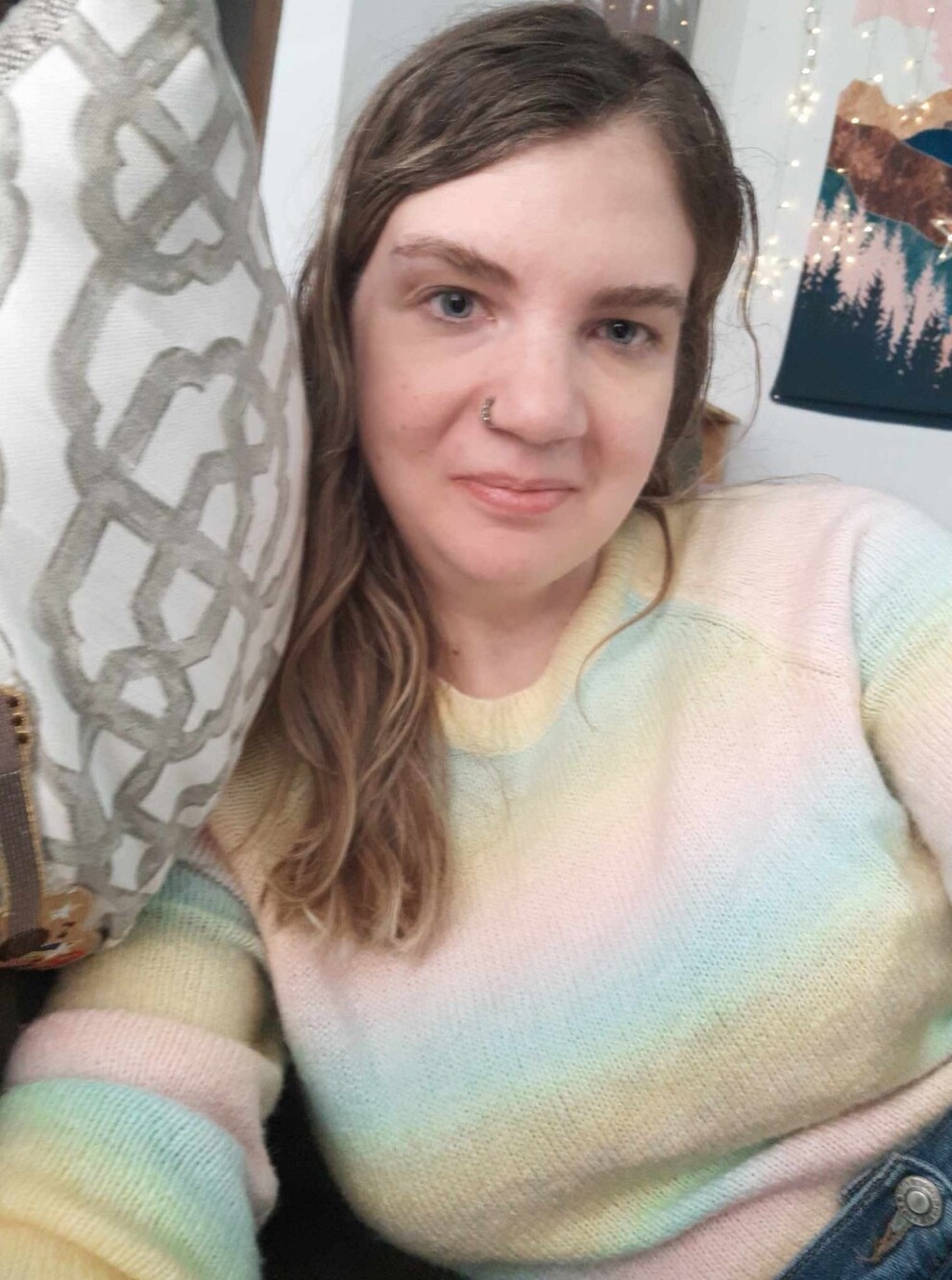 BB Dakota by Steve Madden Pastel Rainbow Cardigan - Picture 2 of 2